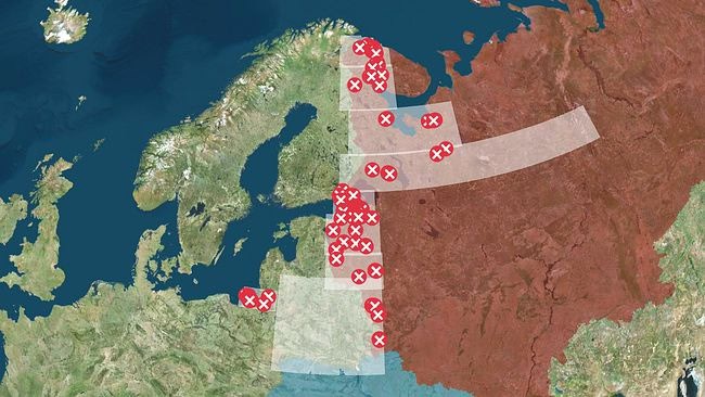 Map of 119 blurred objects discovered on the western border of the Russian Federation. Source: Simon Krona Mapcreator