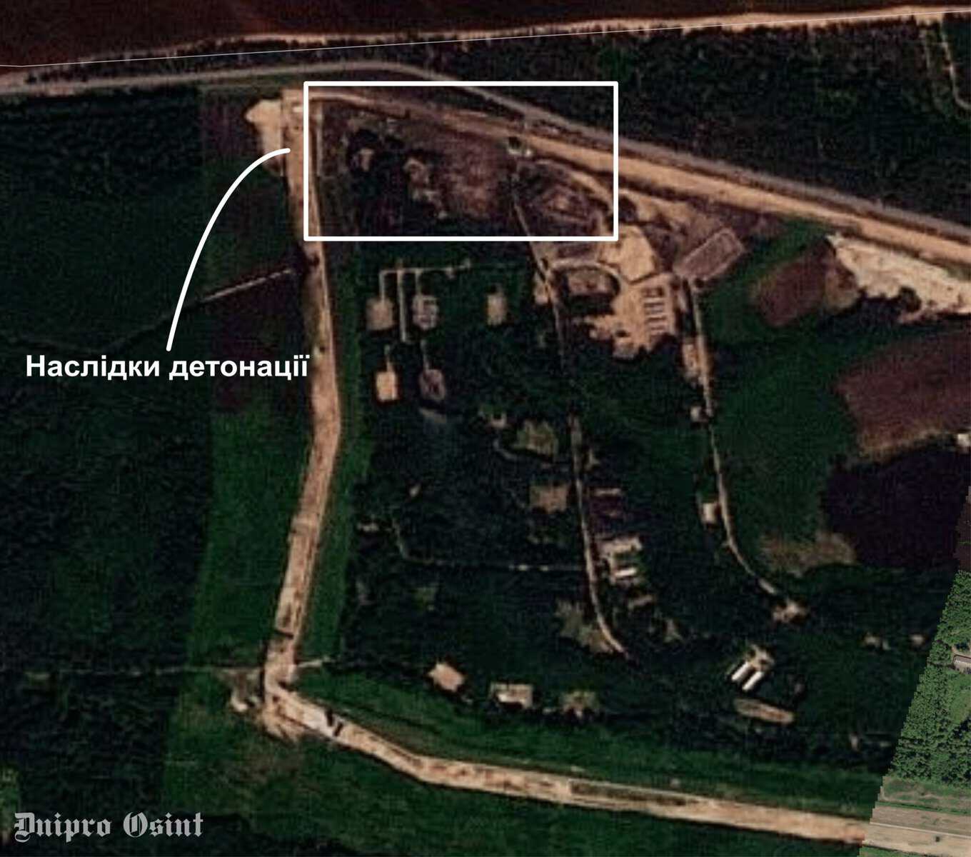 The consequences of the detonation at the arsenal of the Baltic Fleet of the Russian Federation. Photo credits: Dnipro OSINT