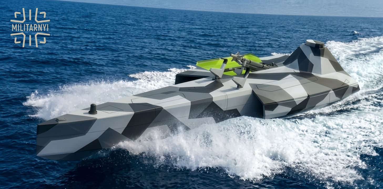 Український дрон-тримаран SIRENA з РЕБ та ракетами AIM-9M. Рендер: Center of Innovative Technologies Program