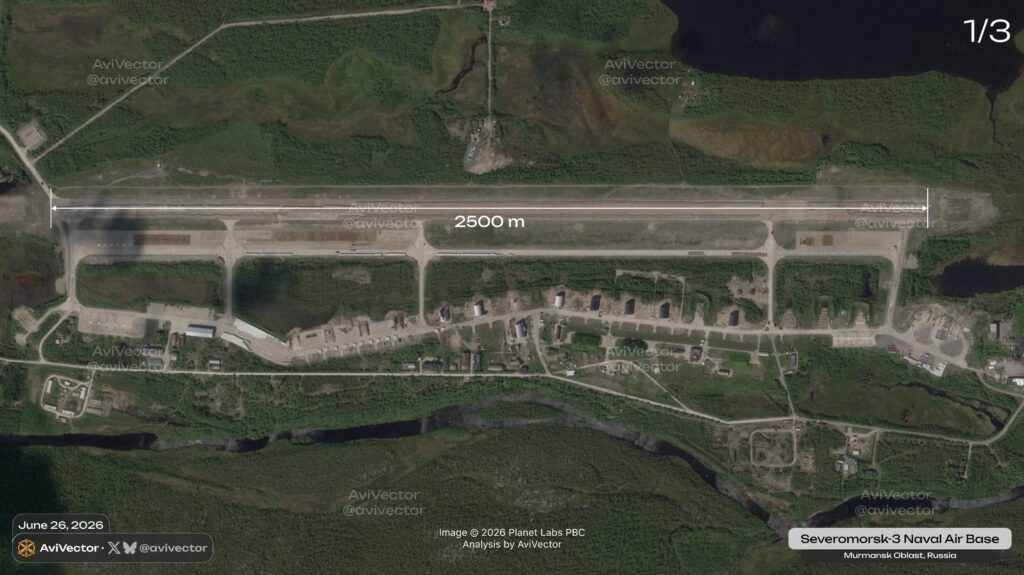 Супутниковий знімок авіабази «Североморск-3» 26.06.2026. Фото AviVector