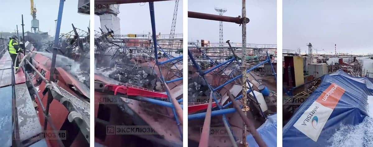 The aftermath of the fire aboard the Russian Project 20385 corvette Provorny. December 2021. Photo credits: Russian media