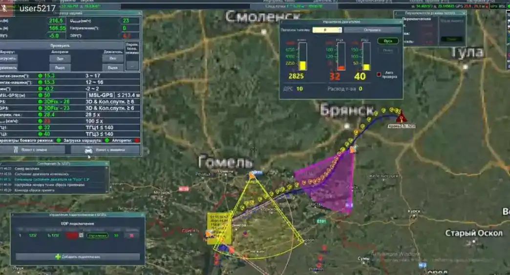 A typical drone route from Russian territory along the interior section of the Belarusian border for subsequent attacks against Ukraine. Photo: InformNapalm