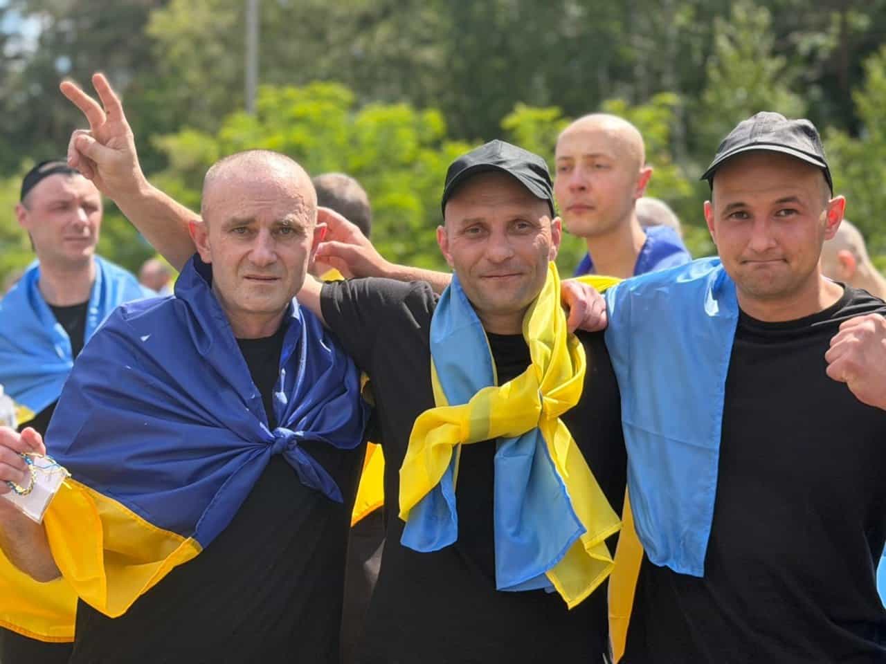 Ukrainians released from Russian captivity. June 5, 2026. Photo credits: t.me/Koord_shtab