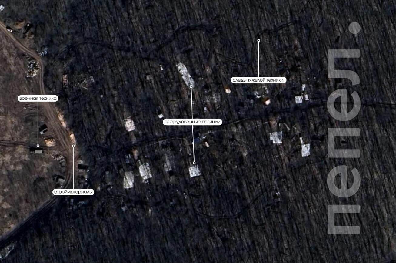 Російські позиції в районі села Бєловское Бєлгородського округу. Джерело: t.me/belpepel