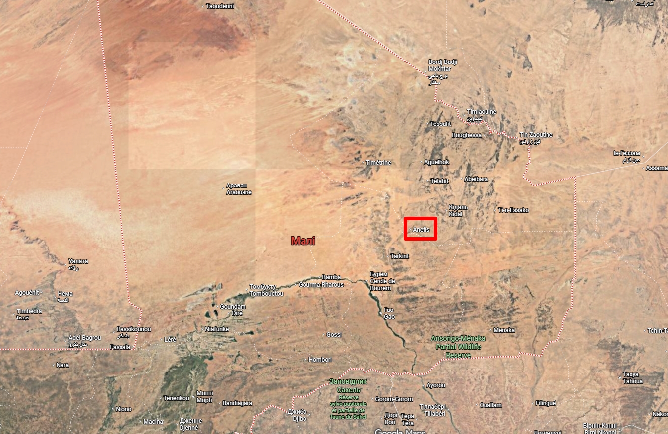 Анефіс у Малі на GoogleMap