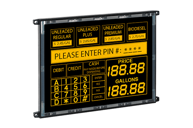Electroluminescent panel with a monochrome electroluminescent display manufactured by PLANAR. Photo credits: CDS