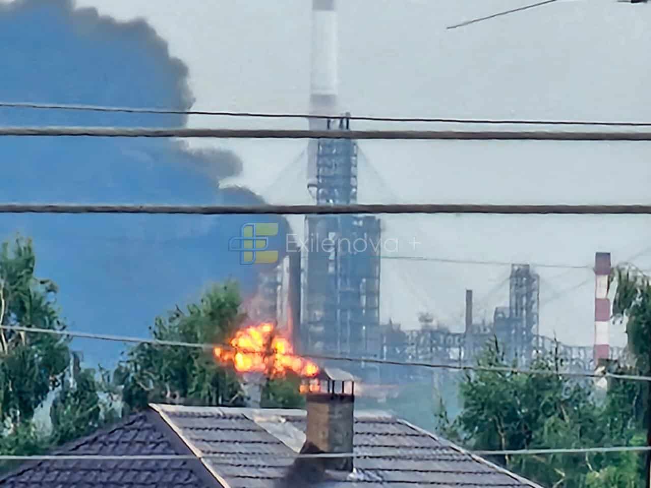 Пожежа на території Сизранського нафтопереробного заводу 12.07.2026. Фото: Exilenova+