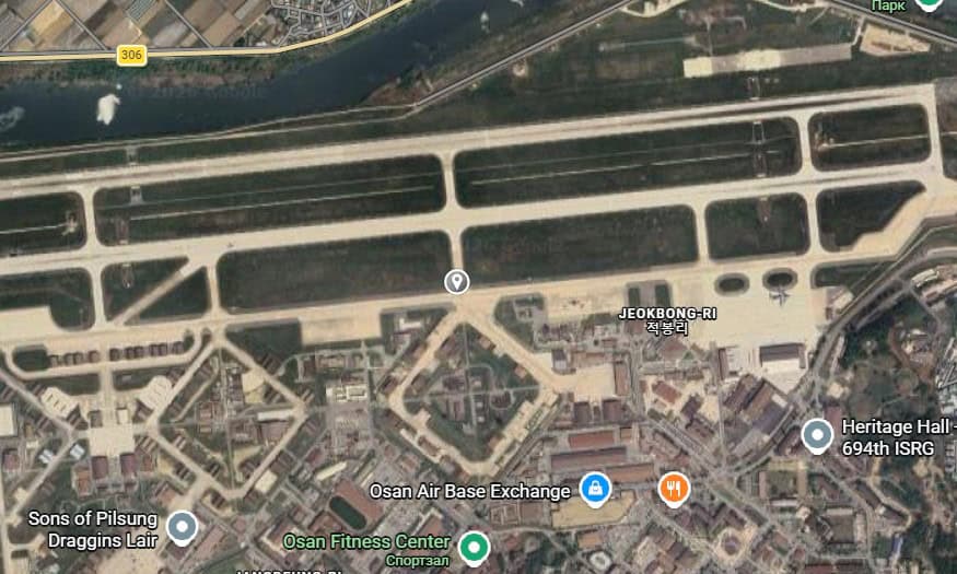 U.S. Osan Air Base in South Korea. Map: Google Maps