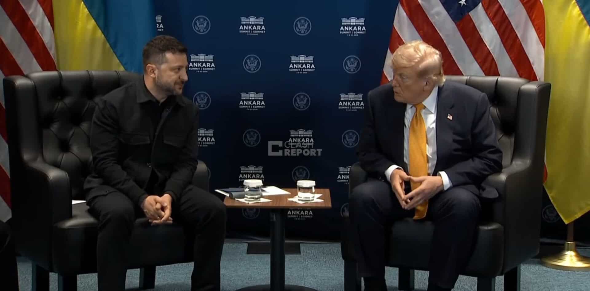 Володимир Зеленський та Дональд Трамп на зустрічі саміту НАТО в Анкарі, Туреччина. 08 липня 2026 року. Стоп-кадр з трансляції