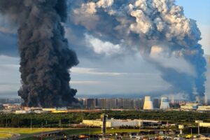 Wildberries warehouses are on fire. St. Petersburg, Russia. July 24, 2026. Photo credits: Exilenova+