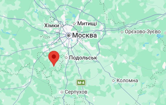 Населений пункт Ясєнкі Московської області. Мапа: Google Maps