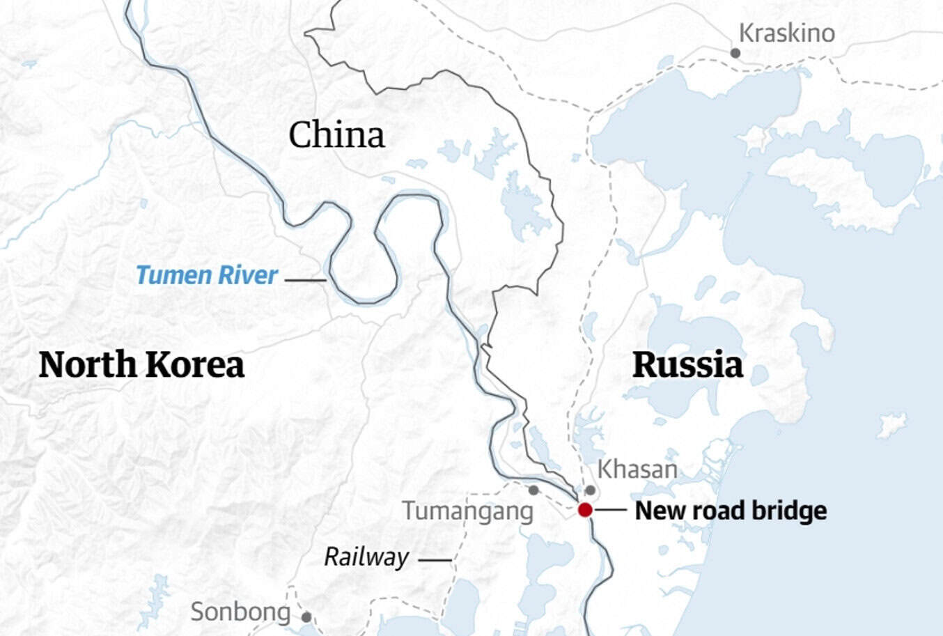 Location of the bridge between Russia and North Korea. Image: PlanetLabs