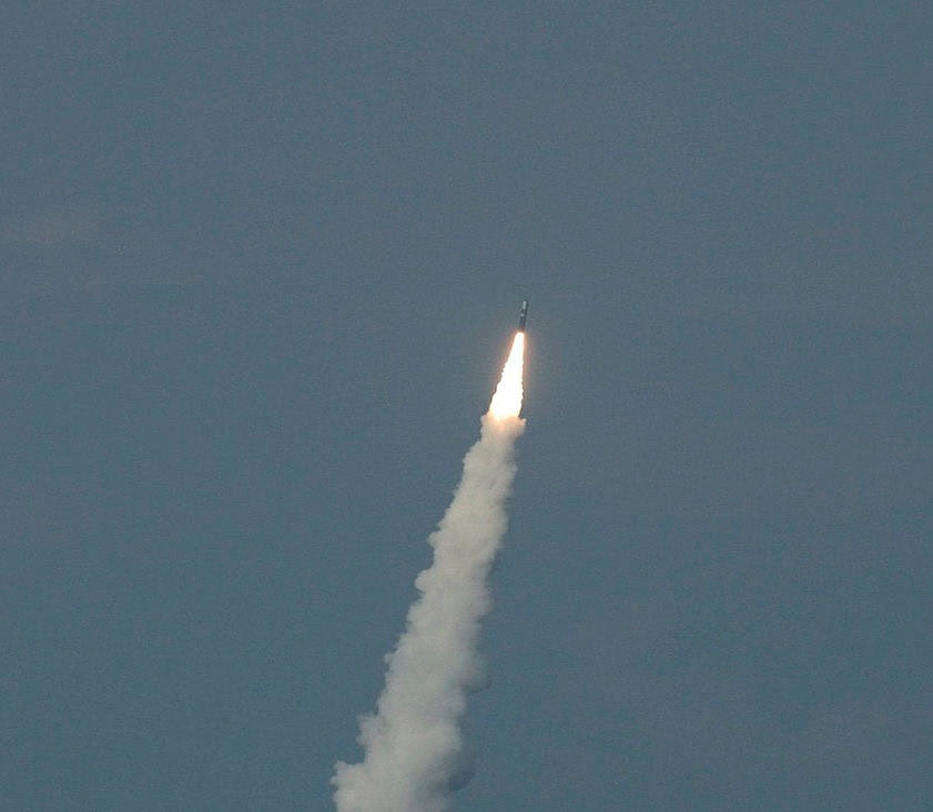 Launch of a Trident 5D intercontinental ballistic missile from the Royal Navy’s HMS Vanguard submarine. Photo credits: Royal Navy