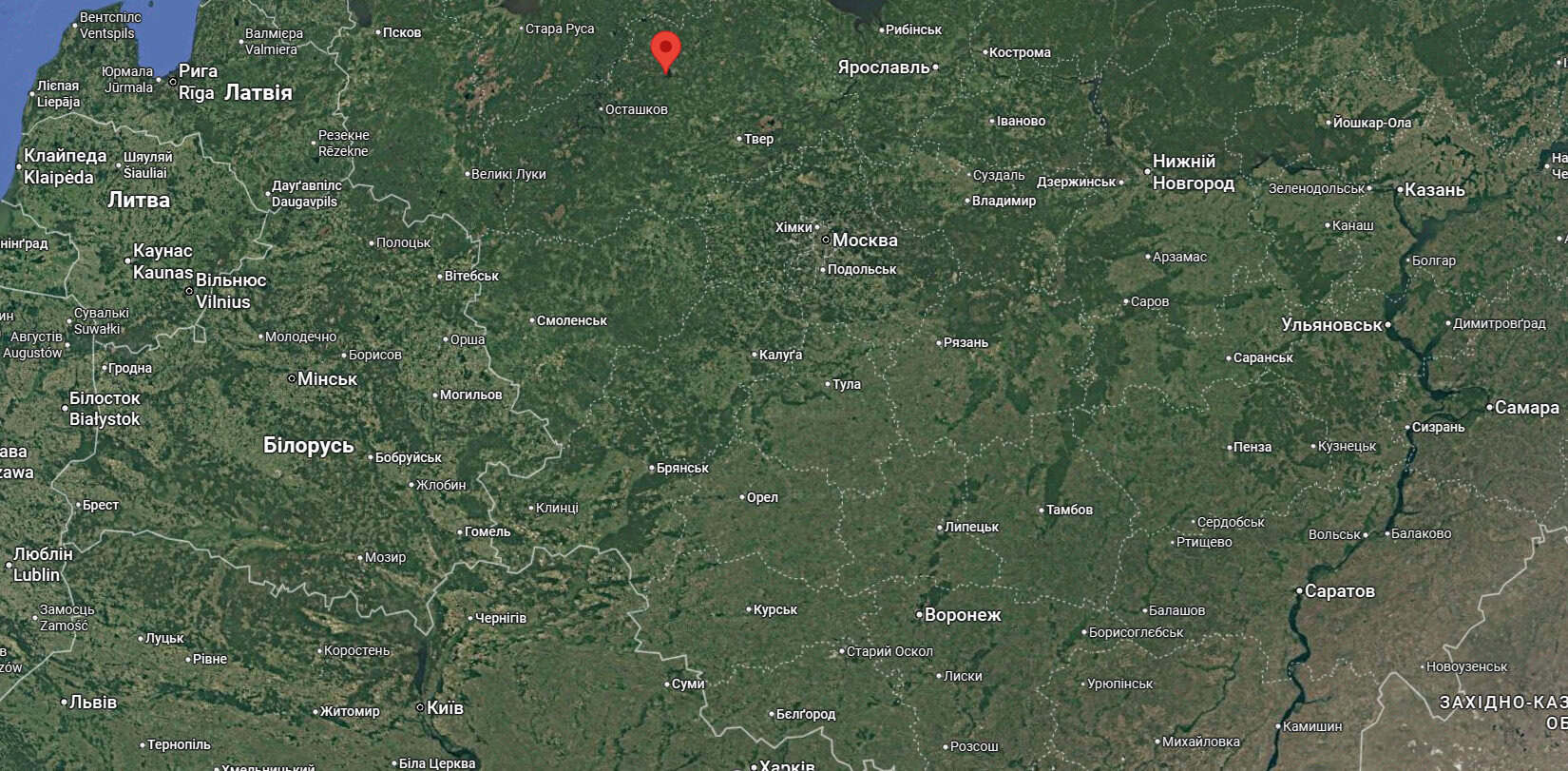 Острів Лісій, Росія. Карта Google Maps