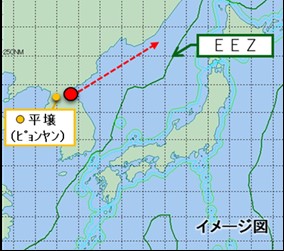 Direction of the North Korean ballistic missile launch toward the Sea of Japan, Aug. 12, 2026. Infographics: Japan Ministry of Defense