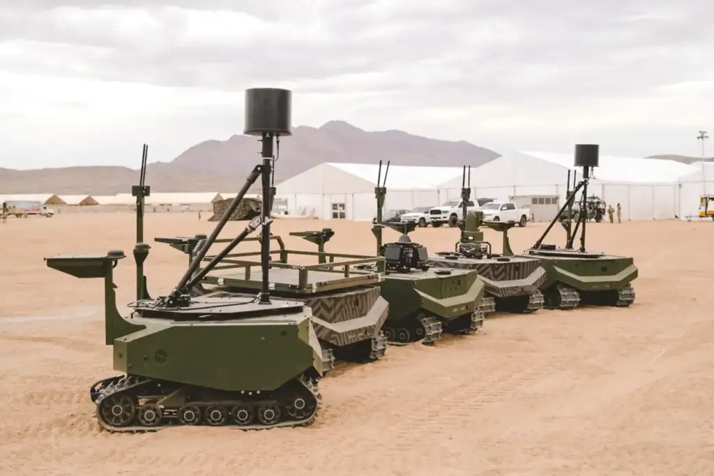 A group of ARX GEREON UGVs during Project Convergence–Capstone 6 at Fort Irwin, United States. August 4, 2026. Photo credits: ARX Robotics
