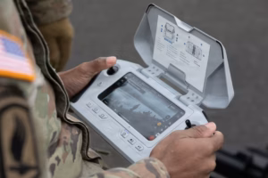 A U.S. Army soldier operates a drone. Photo credits: Thomas Dixon/U.S. Army