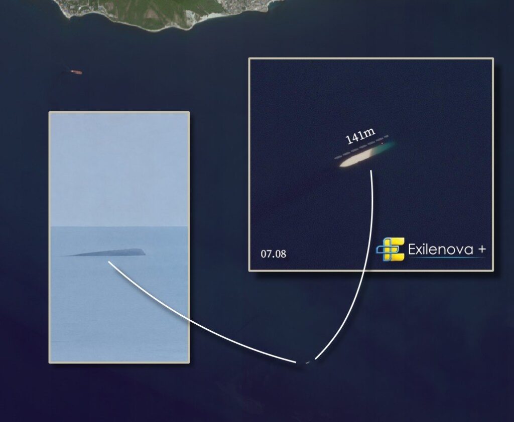 The sunken vessel off Novorossiysk. August 2026. Source: Exilenova+