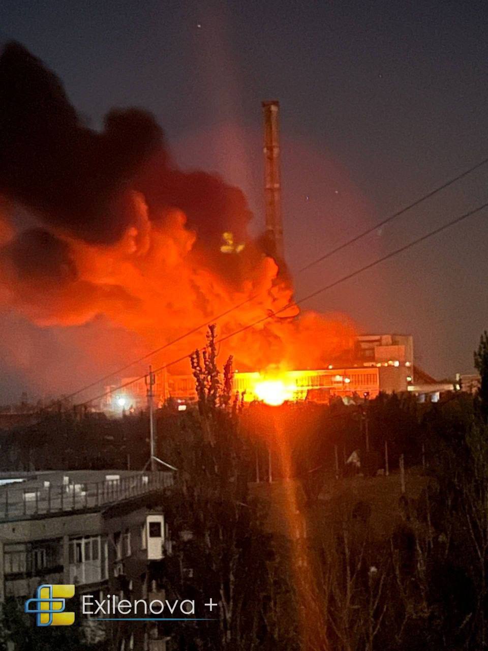 Fire at the Zuivska Thermal Power Plant. August 1, 2026. Source: Exilenova+