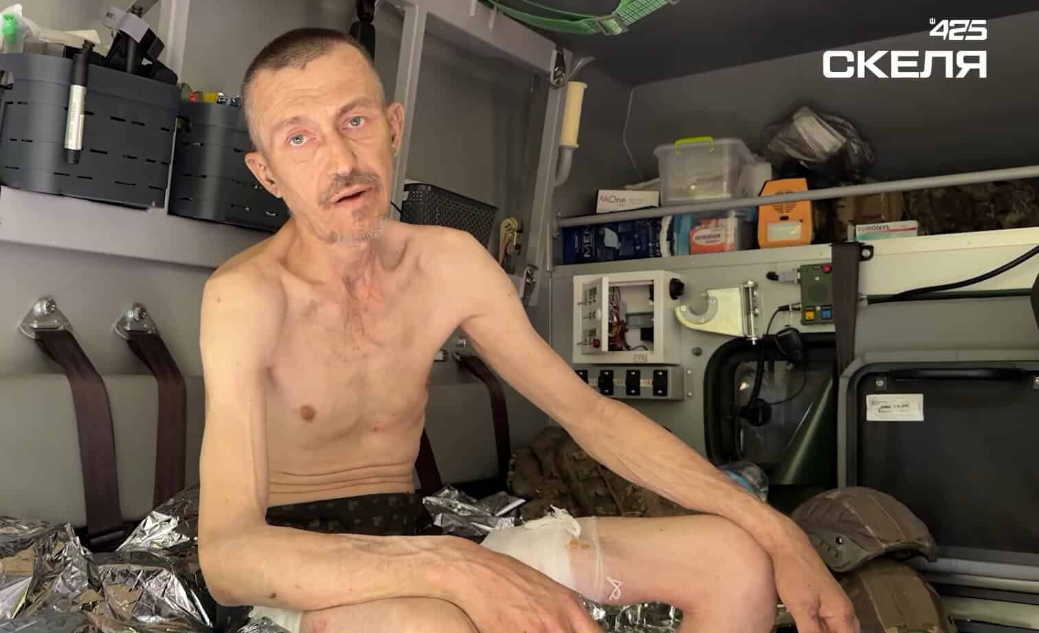 Виснажений від голоду боєць 159-ї бригади. Вересень 2026. Кадр з відео полку "Скеля"