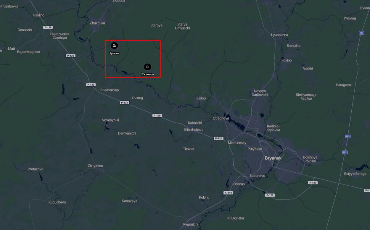 Trosna-Rzhanitsa on an interactive ChatGPT map