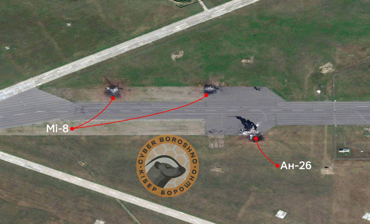 Супутникові знімки підтвердили знищення гелікоптерів Ми-8 та літаків Ан-12 і Ан-26 в Ростові