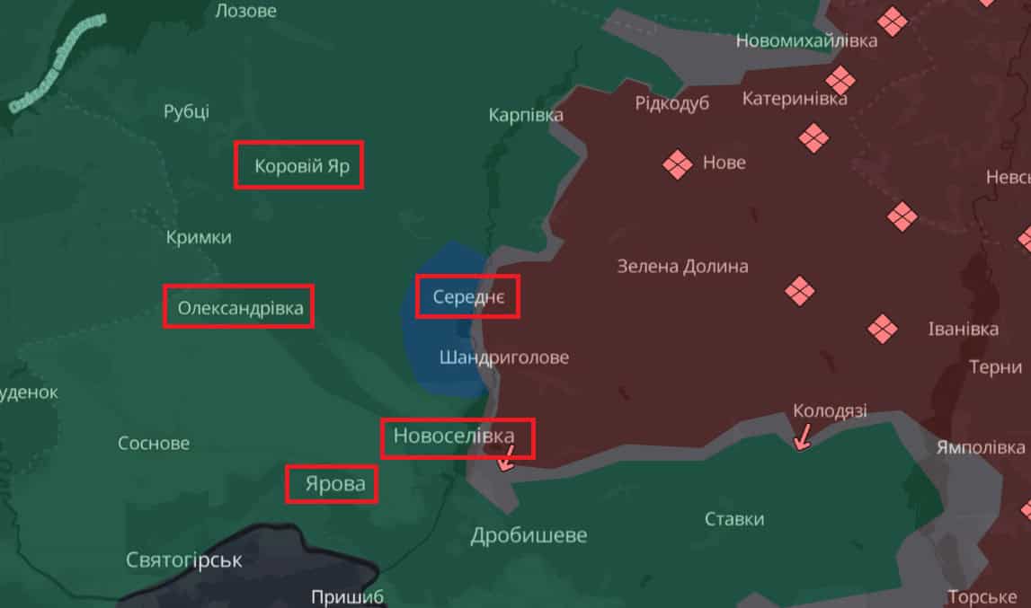 Звільнені та зачищені території під час першої частини операції «Вівальді»