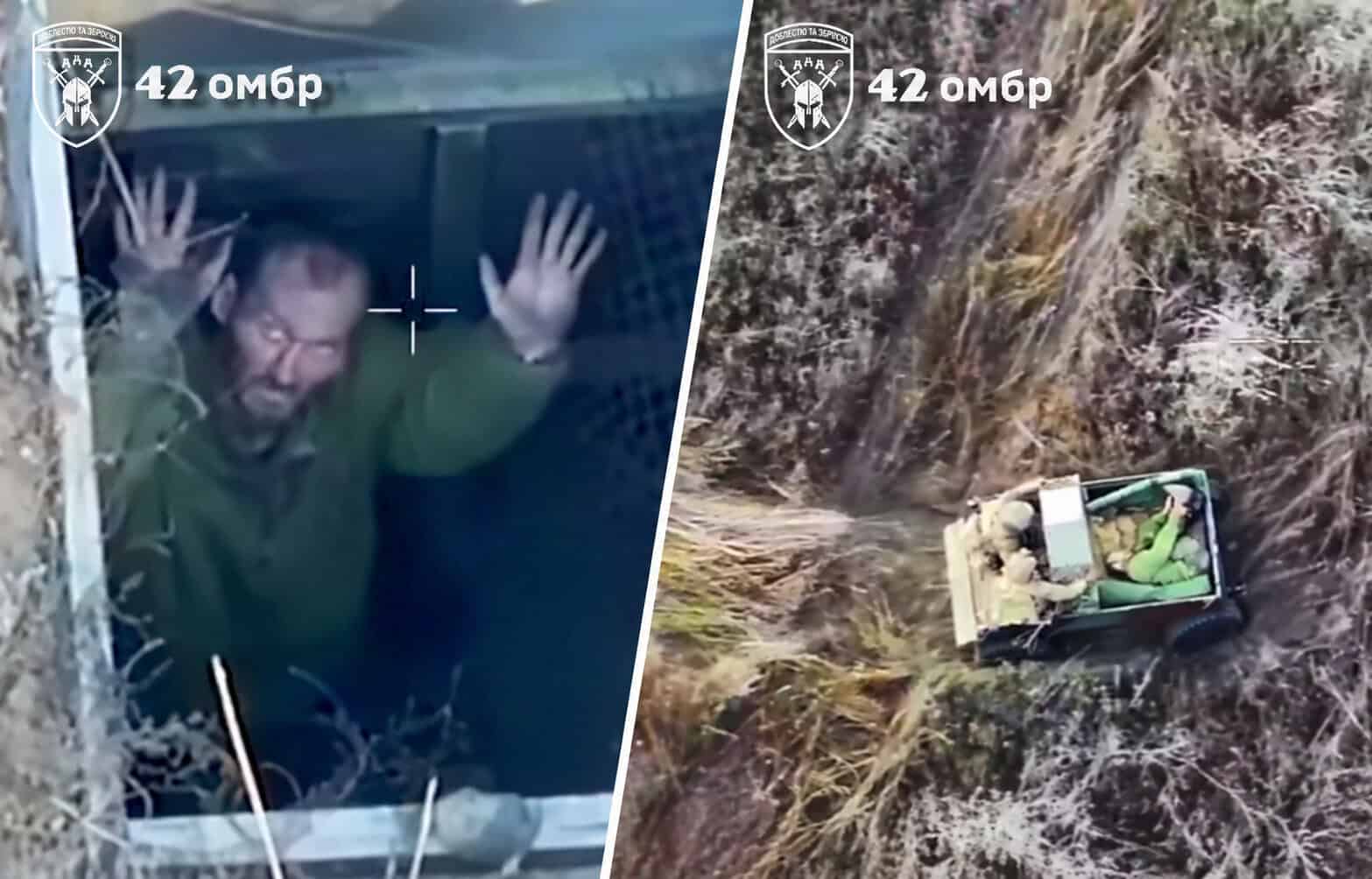 Бійці 42-ї бригади врятували росіянина, якого атакував власний FPV-дрон під час здачі в полон