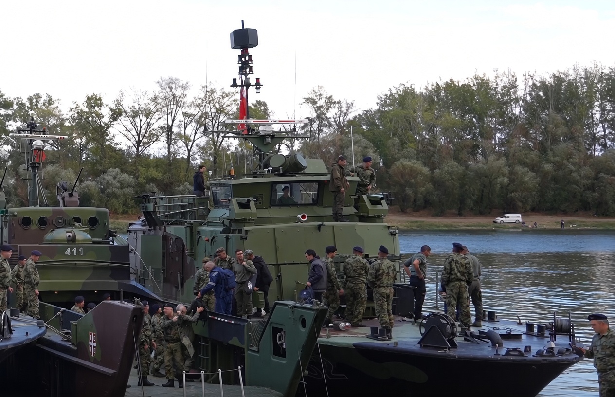 Serbia Demonstrates Modernized RML-332 Titel River Vessel With Counter-Drone Systems