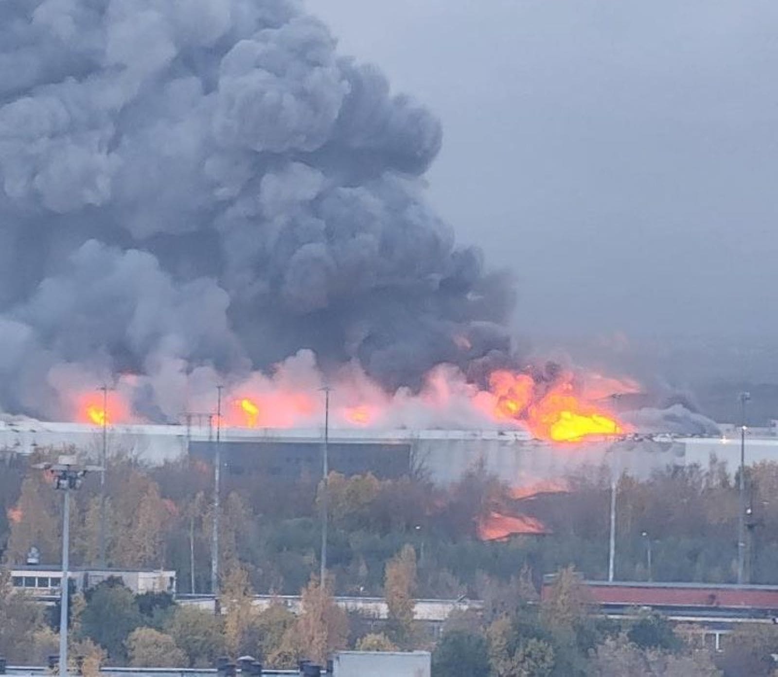 Ozon Warehouse in Leningrad Region on Fire After Drone Attack